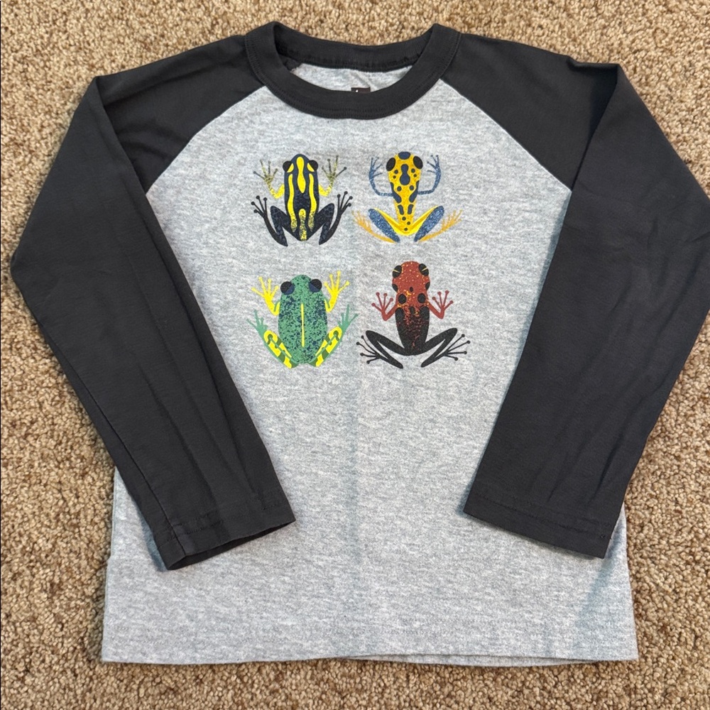 Tea Collection Frog Print Long Sleeve Shirt - Gray